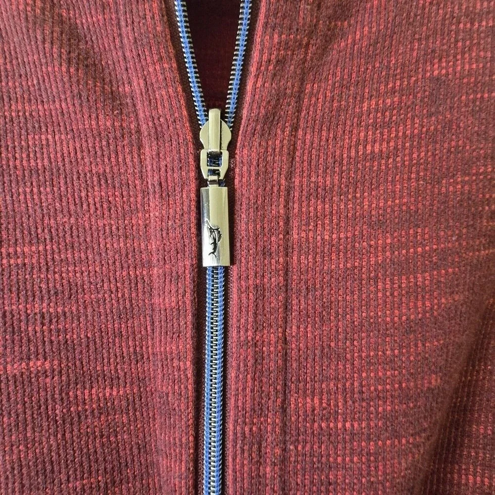 Tommy Bahama Quarter Zip Pullover Mens Large Burgundy Heather Slub Knit Sweater